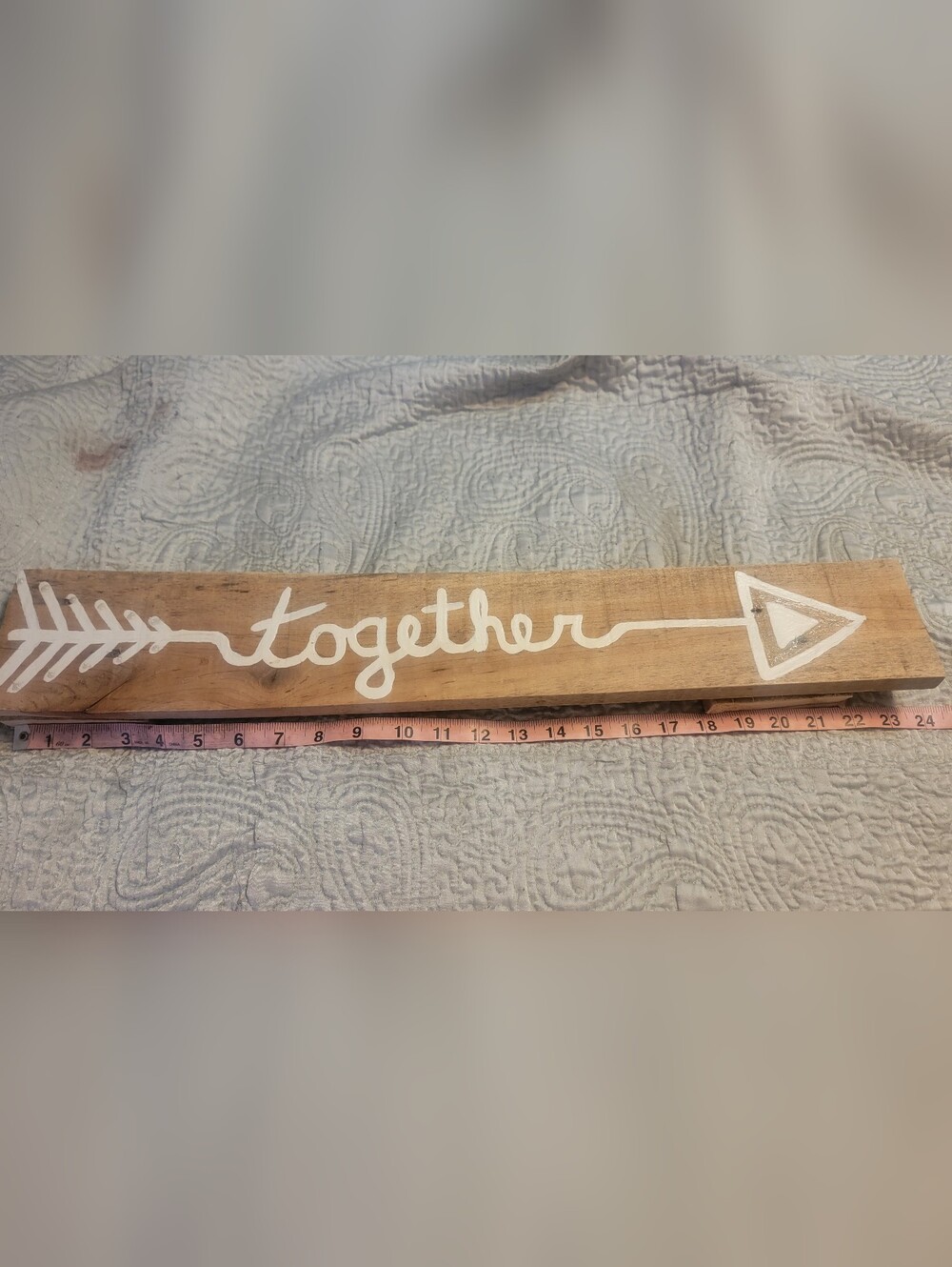 Wooden 'together' Script Sign - White Lettering
